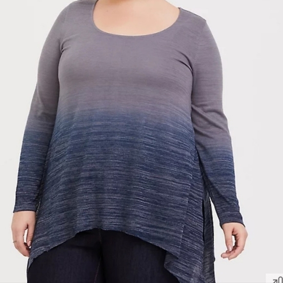 Torrid ombre sharkbite hem long sleeve top 0 - Picture 2 of 9